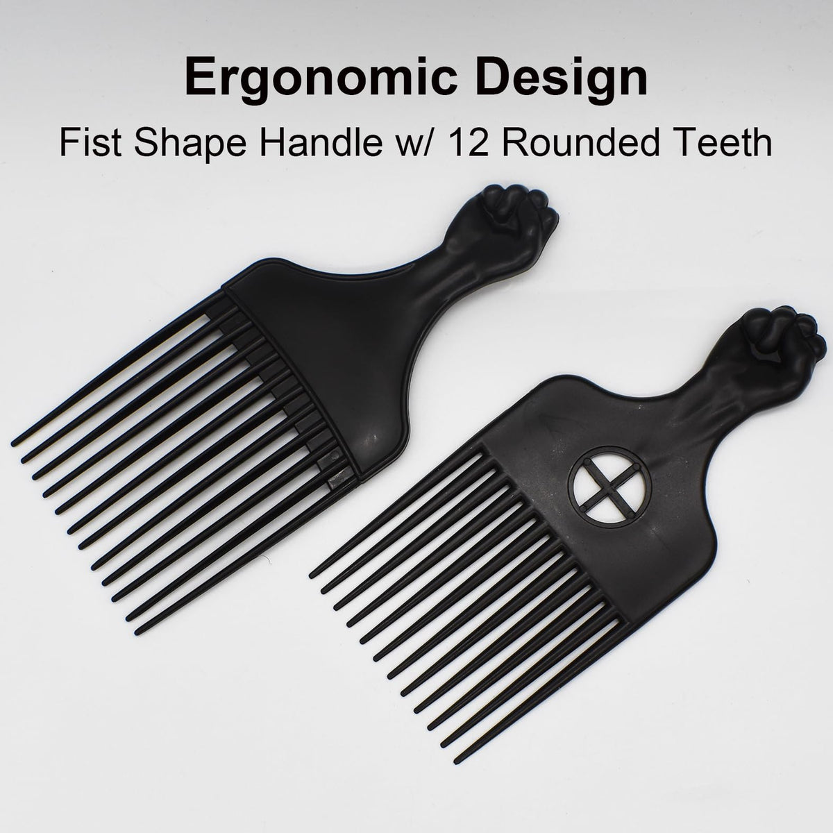 ZEROKIWI Professional Afro Pick Comb, Detangling Hairdressing Afro Braiding Rake Comb for Wig Natural African Thick Curly Long Short Hairstyling Men Women Barber Salon Hairstylist Tools (AB)