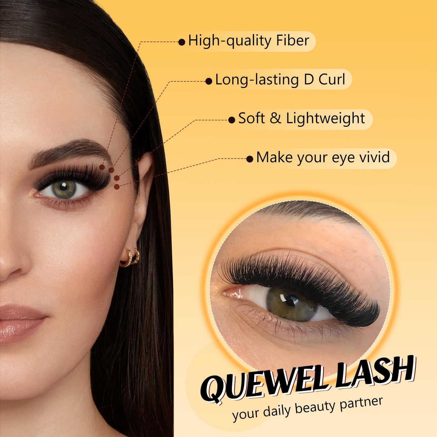 QUEWEL Cluster Lashes 80D+100D Individual Eyelashes 280Pcs D Curl Eyelash Clusters 3D Russian Lashes Individual Cluster Volume Eyelash Extensions (3D-80D+100D)