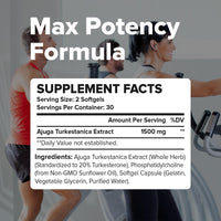 Liposomal Turkesterone Supplement - 1500mg Ajuga Turkestanica Extract, Standardized to 20% Turkesterone, Max Absorption, High Strength for Bodybuilding, No Additives, Non-GMO