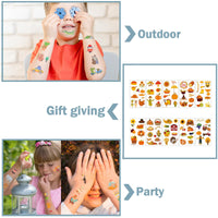 YAAVAAW Autumn Thanksgiving Temporary Tattoos for Boys,Girls,Kids,10 Sheets Kids Tattoos Fall Harvest Pumpkin Turkey Tattoo Stickers for Children's Stick on Tattoos Autumn Thanksgiving Theme Party Bag Filler
