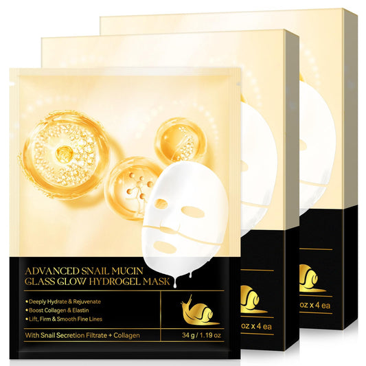 Generic Advanced Snail Mucin Glass Glow Hydrogel Mask, Collagen Face Masks Skincare, Collagen Night Wrapping Mask, Snail Mucin Korean Skincare (8 PCS)