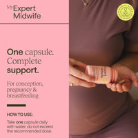 My Expert Midwife All in One Pre-Conception & Pregnancy Women's Vegan Supplements, 12 Essential Prenatal Vitamins & Minerals, 60 Capsules, 2 Months Supply