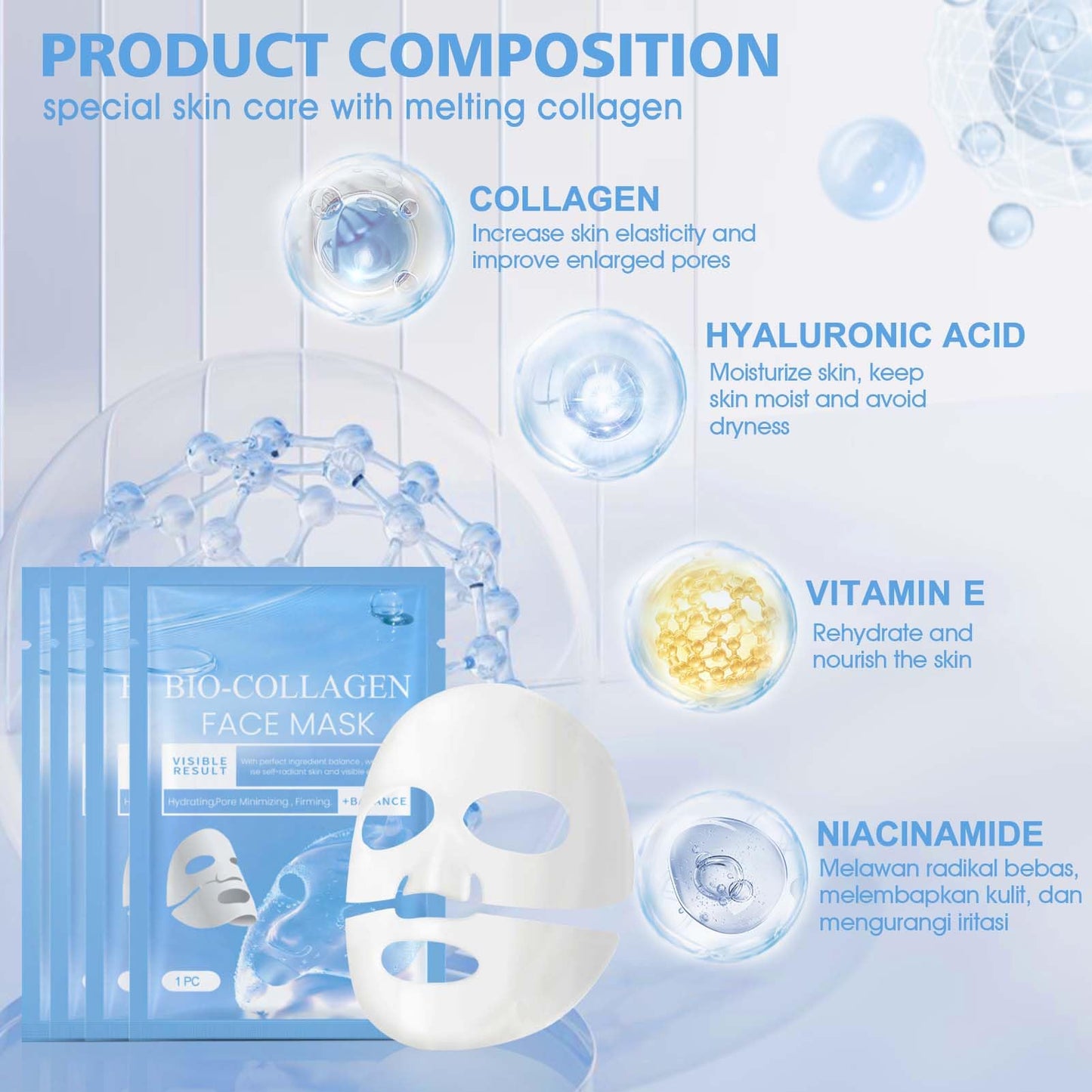 Allony Biodance Bio-collagen Real Deep Mask, Bio Collagen Face Mask, Bio Collagen Mask Overnight, Deep Hydration, Firming and Repairing(4pcs)