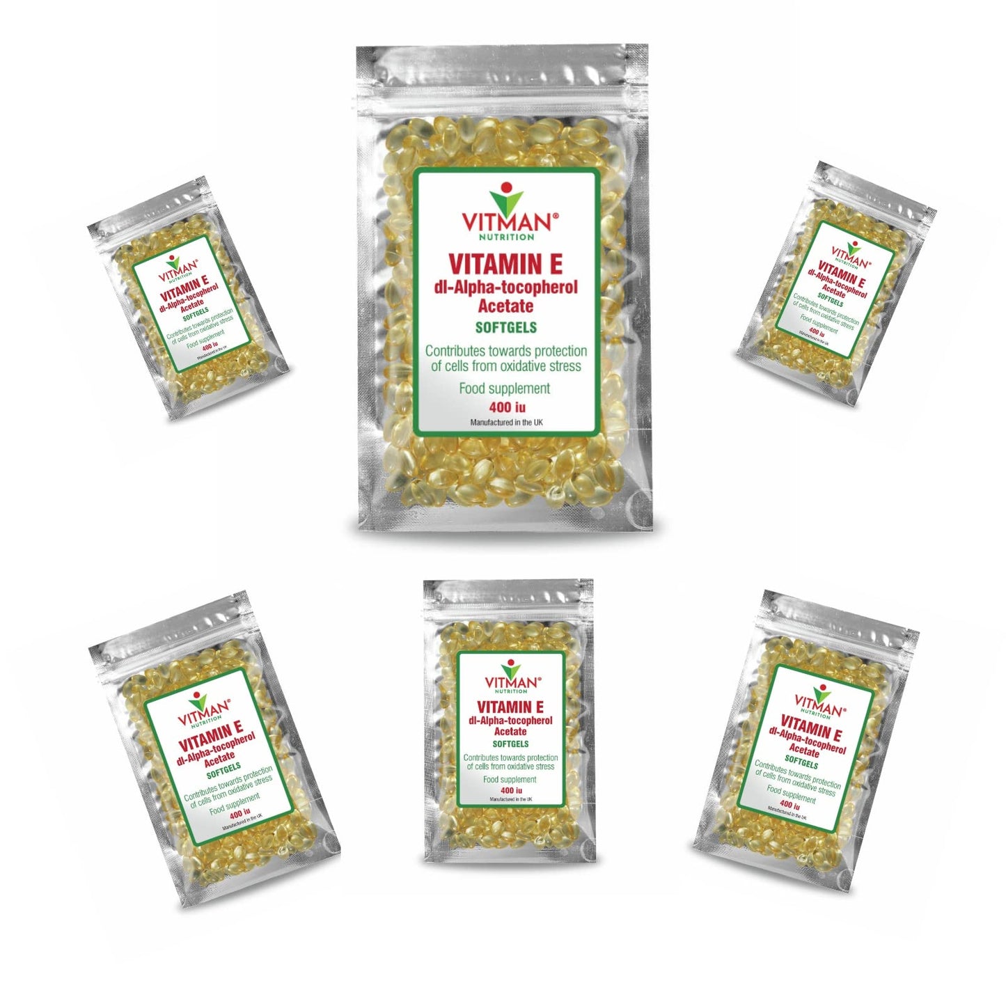 VitMan Nutrition Vitamin E 400iu Softgels - Natural Antioxidant Source Vitamin E Supplement, D-Alpha Tocopherol, High Potency and Absorption (365)