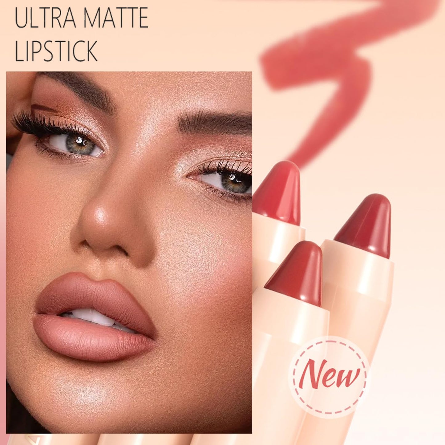 QUIWEN Matte Lip Crayon Nude Lipstick Pencil Velvety Creamy Matte Lip Liner Full Coverage High Pigment Waterproof Long Lasting Lipstick for Women, Non-Stick Cup Lipliner Pencil