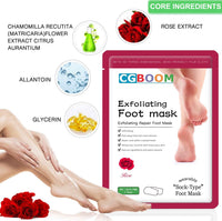 HOKIAMCN Foot Mask 5 Packs, Foot Peel Mask Callus Remover, Exfoliating Peeling Calluses Dead Skin, Callus Remover Foot Mask, Baby Soft Smooth Touch Feet-Men Women Exfoliating Foot Mask (Rose)