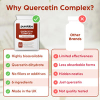 Quercetin Complex 500mg with Bromelain & Vitamin C - 90 Vegan Capsules – Antioxidant Immune Support with Rosehip, Bioflavonoids and Rutin - Made in The UK by Purolabs