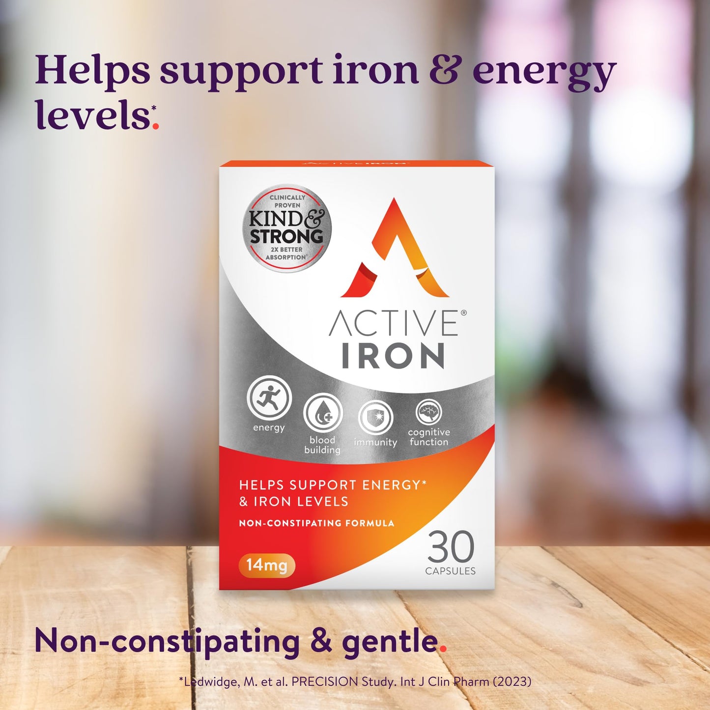 Solvotrin Active Iron Supplement 14 mg – Helps Support Iron & Energy Levels – Gentle, Non-Constipating, Highly Absorbed – 30 Capsules, 1 Month Supply