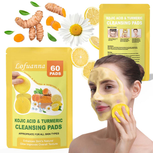 ZTSMSWY Turmeric Kojic Acid Pads,Kojic Acid and Turmeric Pads,Turmeric Kojic Acid Pads Exfoliating Pads, Turmeric Kojic Acid Cleansing Pads for Dark Spots 60 Pads