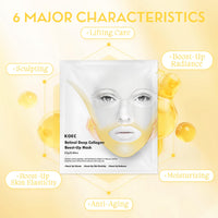 Fashion Base Deep Collagen Retinol Tension Boost Up Mask Set, 4PCS Deep Collagen Face Tightening and Lifting Mask for V-Line,Smile Line & Forehead Wrinkles, Korean Skin Care