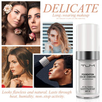 Generic 1 Pack TLM Flawless Colour Changing Warm Skin Tone Foundation,Naturally Blends Moisturizing Foundation Makeup,Long Lasting Waterproof Poreless Liquid Cover Concealer SPF 15 for Face Makeup