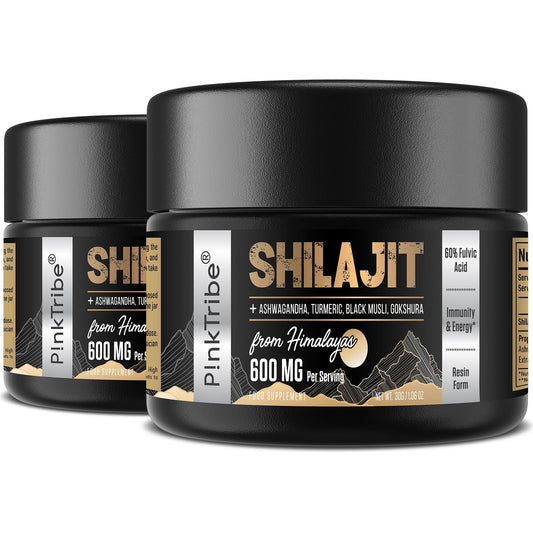 Shilajit Resin Gold Standard Shilajit - 600mg Himalayan Shilajit Blend with Ayurvedic Herbal Extracts, High Levels of Fulvic Acid, Supports Energy and Performance, 30 g (Pack of 2)