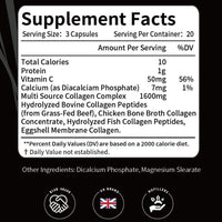 Generic Halal Collagen Supplement with Vitamin C – Supports Skin, Hair, Joint Health, Contains Halal Bovine, Eggshell and Marine Collagen Complex - 1600mg per Serving
