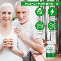 zoxpm Moringa Leaf Capsules 800mg, Moringa Powder Capsules Supplement Supports Energy, Joint & Immunity & Gut Health, Overall Vitality, Pure Vegan Extract Non-GMO (60pcs)