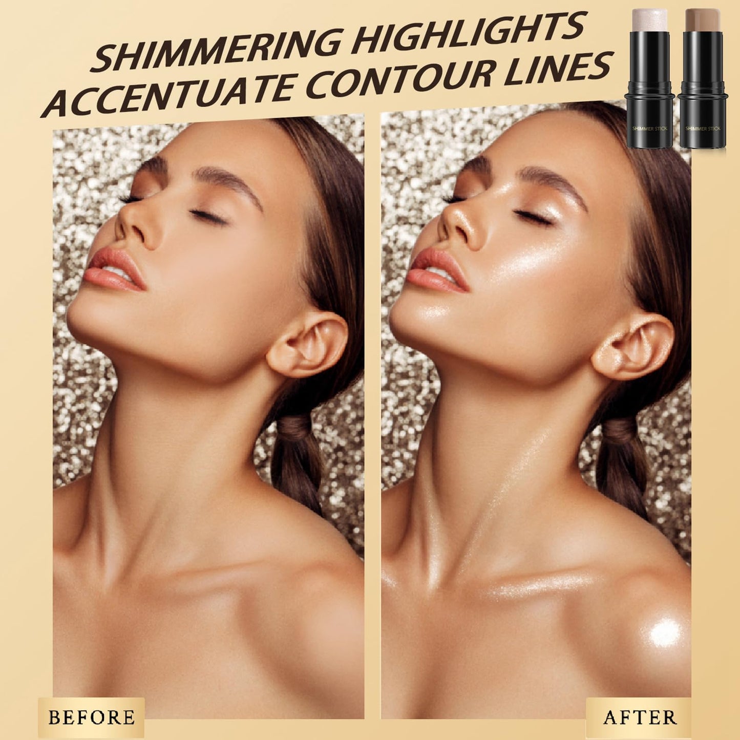 YUYUE-YY Highlighter Makeup Contour Stick, Highlighter Contour Bronzer Wand, Face Brightens Contour Stick for Long-Lasting & Waterproof. Face Make-up & Body Contour Highlight Makeup Illuminator (1#+9#)