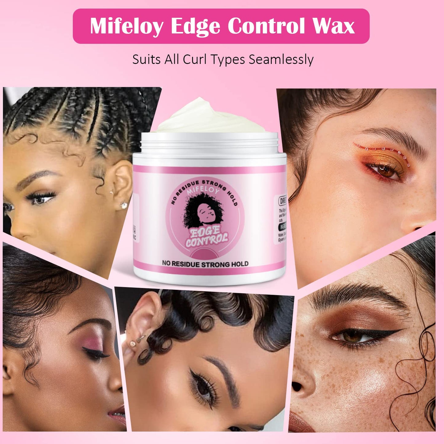 Hair Edge Control Wax 113g, Hair Pomade Tamer for Women Smoothing Flyaways Taming Frizz Hair, Non-greasy Styling Cream Gel, Strong Hold Non-greasy Slick Back Hair Glue, Bed Head Waxes for Wig