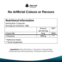 L Theanine Enriched with Vitamin B6 - High Strength L Theanine 400mg Natural Nootropics from Green Tea - 360 Vegan L-Theanine Capsules - Made in The UK Theanine Supplements by New Leaf