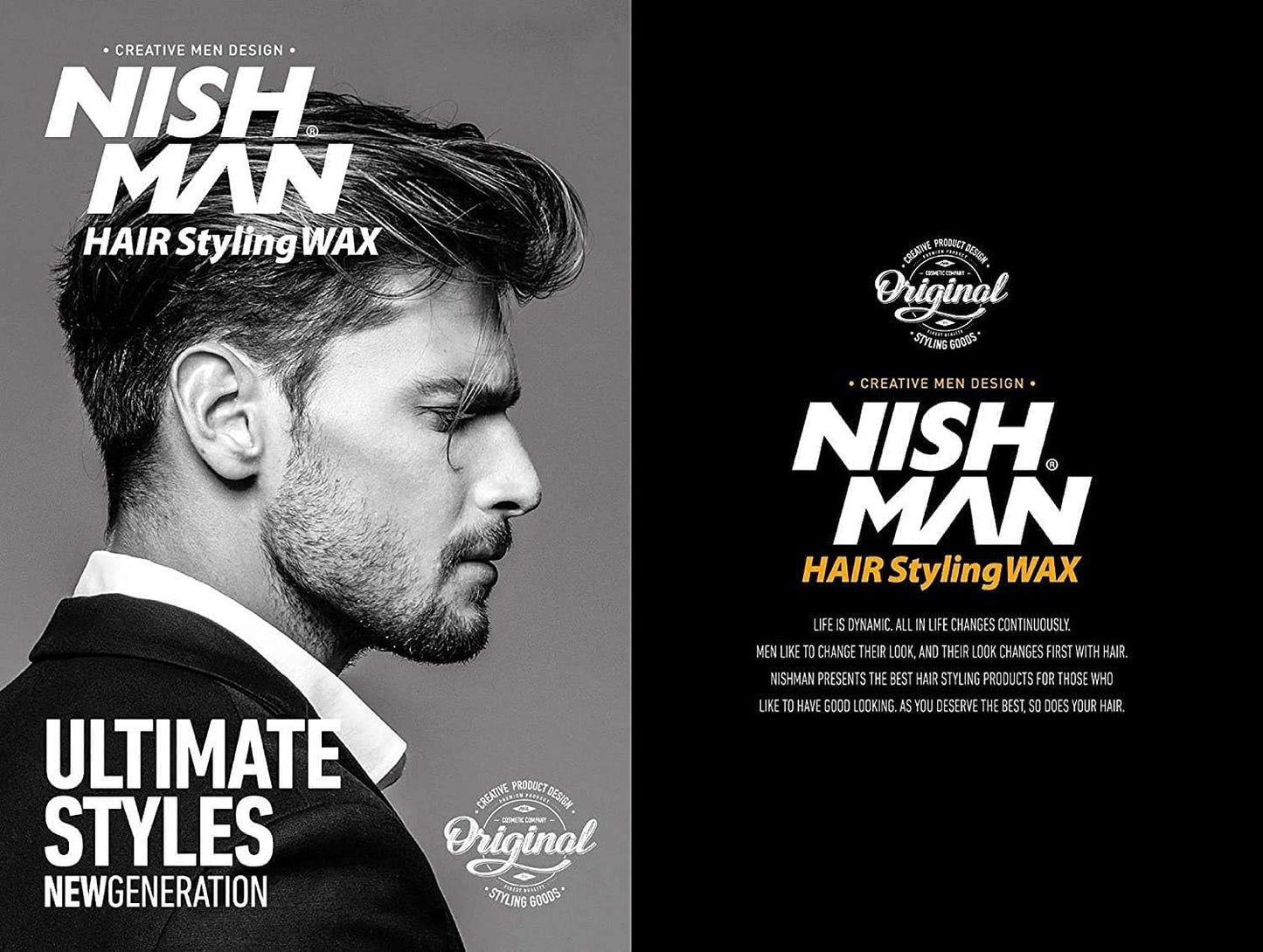 nishman Nishman Hair Styling Wax for Men, B1 GumGum, Gummy Wax 150 ml | Edge Control | Ultra High Strong Hold | Hair Clay Aqua Wax (2 Pack)
