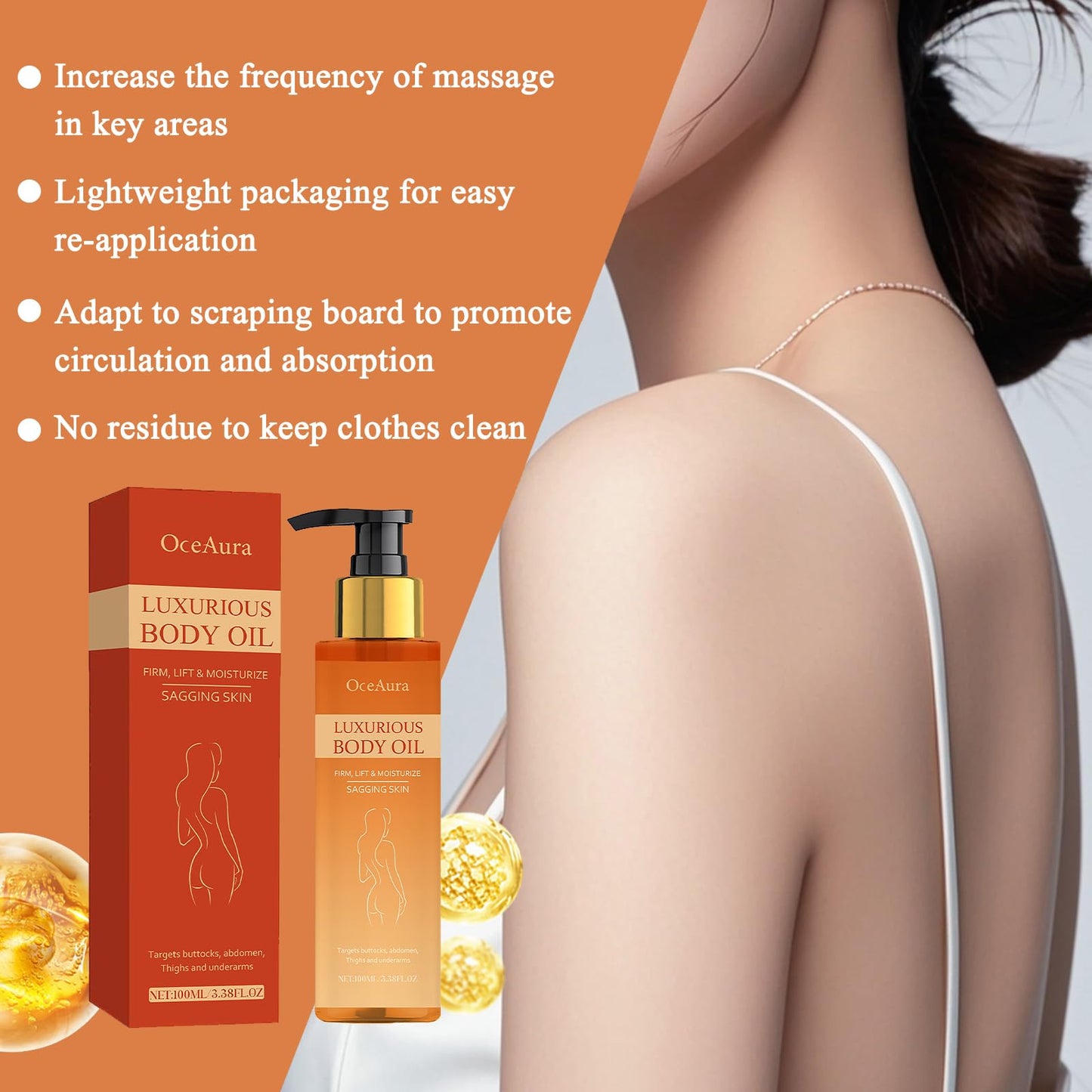 Magic Body Oil Firming 2 PCS Magic Luxury Body Oil, Moisturizing Firming Body Lotion for Smooth and Shiny Skin, Effectively Improves Fine Lines, Soft and Firm,for Women After Bathing, 100ml 3.38 Fl Oz