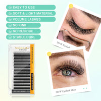 NAGARAKU Eyelash Extensions Cluster 3D Volume Lashes Hand Woven Long Stem 0.07mm D Curl 8-14mm Mix Matte Black Premade Fans 3 Tips False Eye Lash Extension