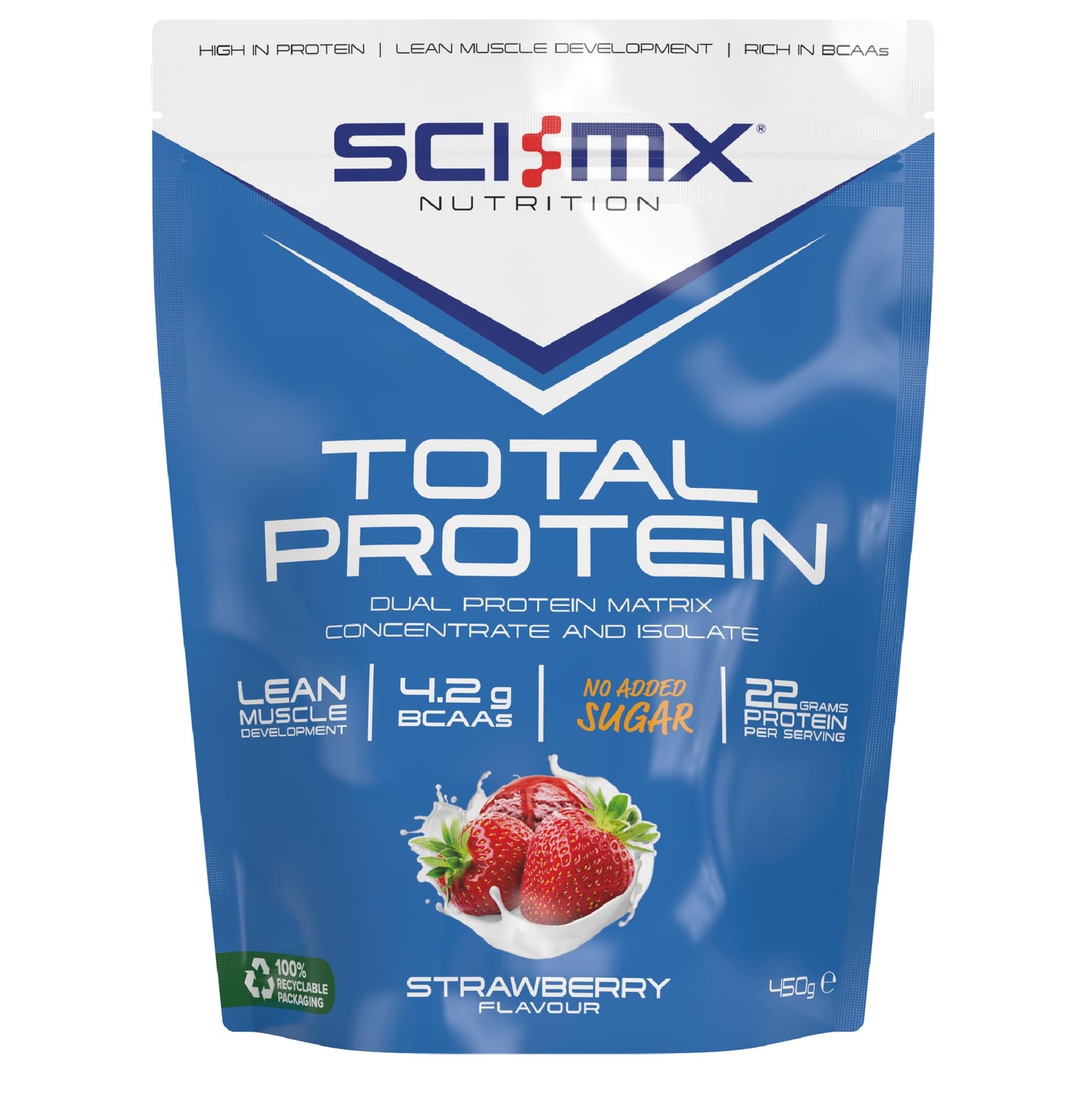 SCI-MX Total Protein Powder • Lean Muscle • Strawberry Flavour • 450g