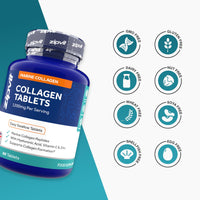 Zipvit Marine Collagen Tablets 1200mg with Hyaluronic Acid, Vitamin C & Zinc, Type 1 Collagen Supplements for Women and Men, Supports Hair, Skin, and Nails, 60 Tablets, 1 Month Supply