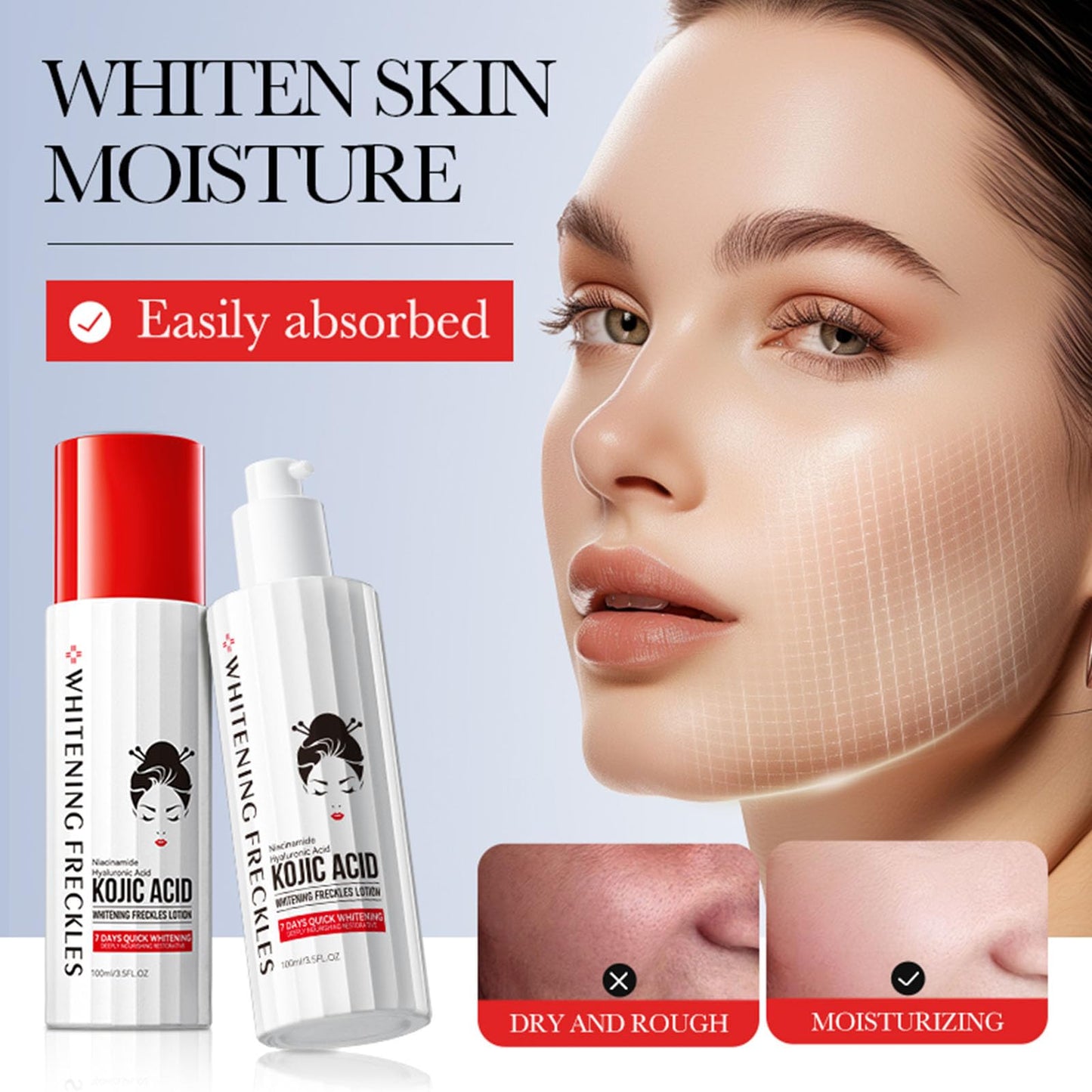 Bploar Kojic Acid Whitening Toner & Lotion, Kojic Acid Brightening Facial Toner & Lotion Set - Radiant Complexion & Moisture - For Even Skin Tone