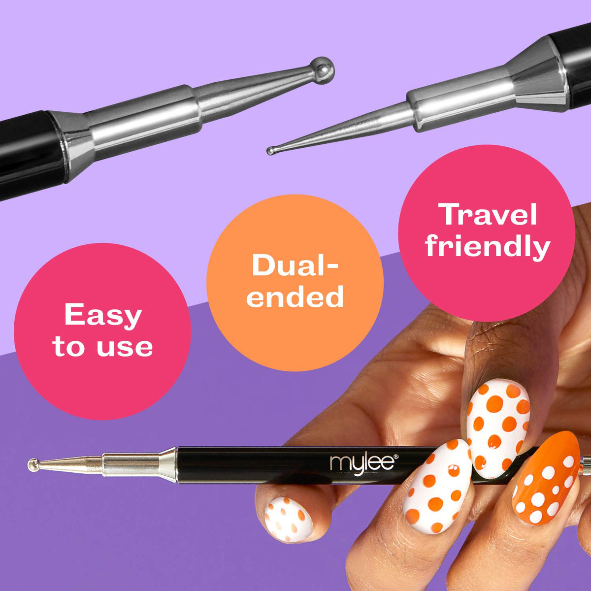 MYLEE Mylee Dotting Nail Art Tool – Easy Application of Gems, Decals & Crystals, Professional Quality Manicure Accessory, Ideal for Gel Polish Decoration & Dot Design, Dual Ended for Fine Detailing