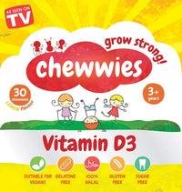 Vitamin D - Chewable Gummies- Vegetarian, Vegan, Halal, Sugar Free & Gluten Free, Non-GMO - for Adults and Children to Support Healthy Growth and Development by Chewwies Vitamins