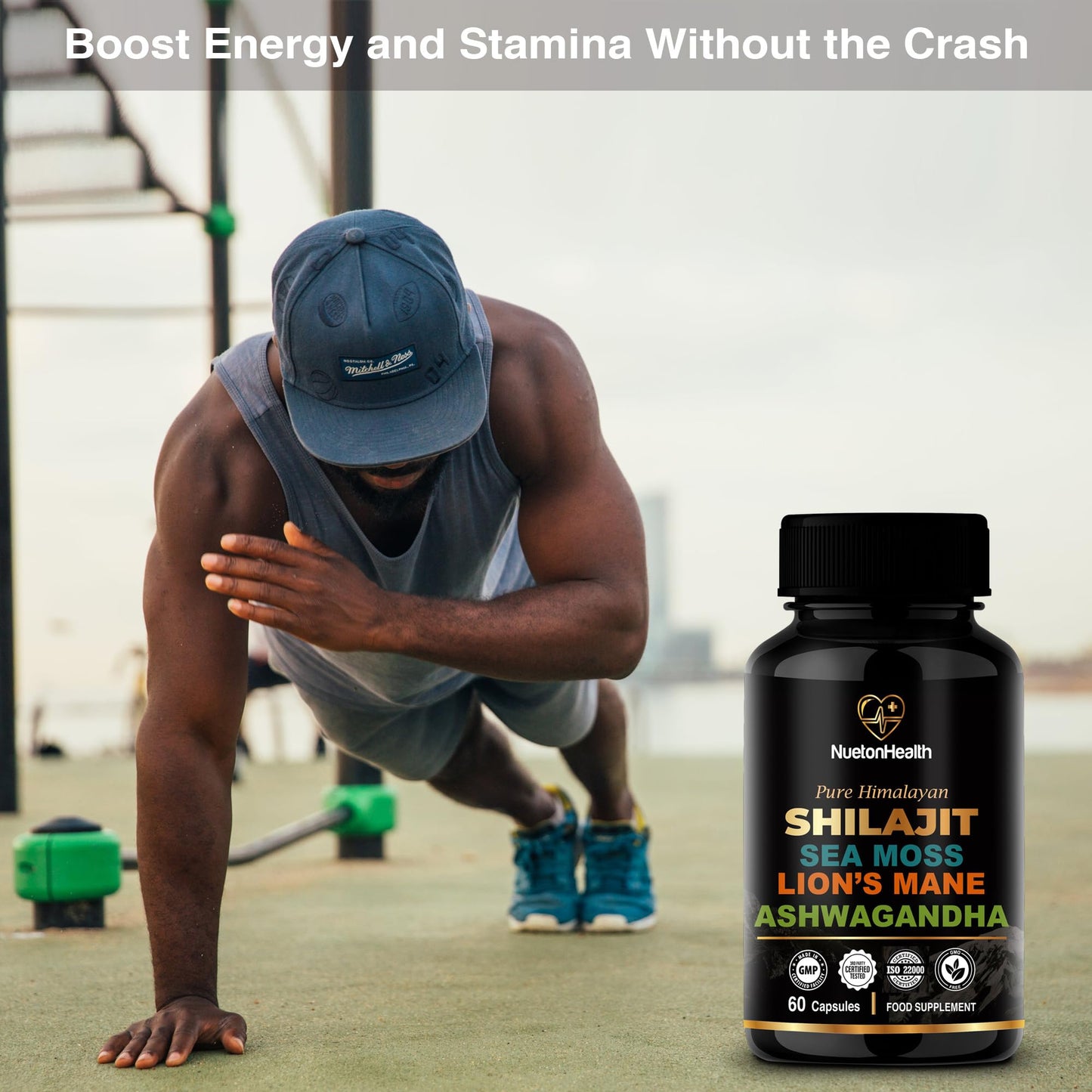 NUETONHEALTH Shilajit, Sea Moss, Lion's Mane, and Ashwagandha Capsules - Comprehensive All-in-One Wellness Supplement for Mind, Body, and Vitality - 60 Vegan Capsules by NuetonHealth UK