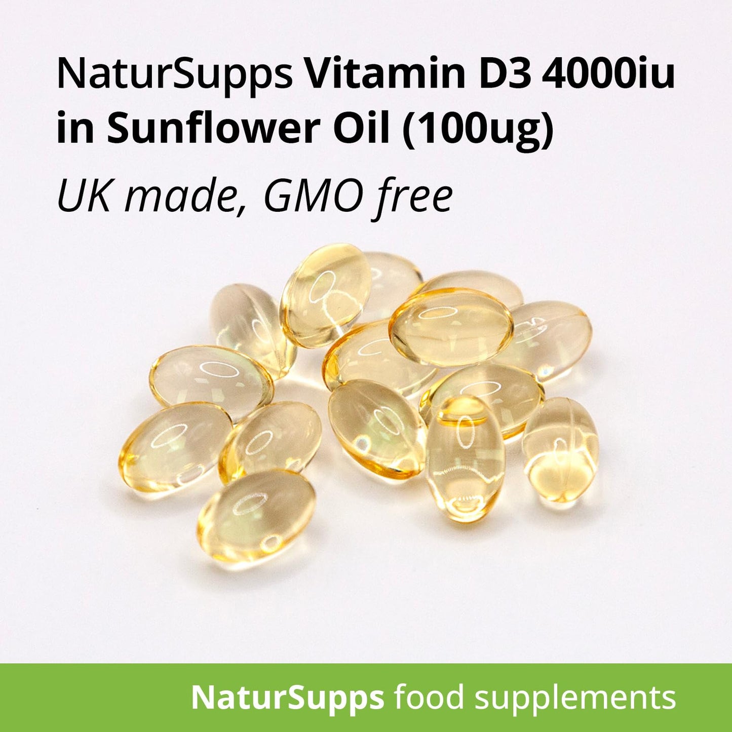 Vitamin D3 4000iu Softgels, 365 Capsules, 1 Year Supply, Support for Bones, Teeth, Immune System and Muscle Function, UK Made by Natur Supps