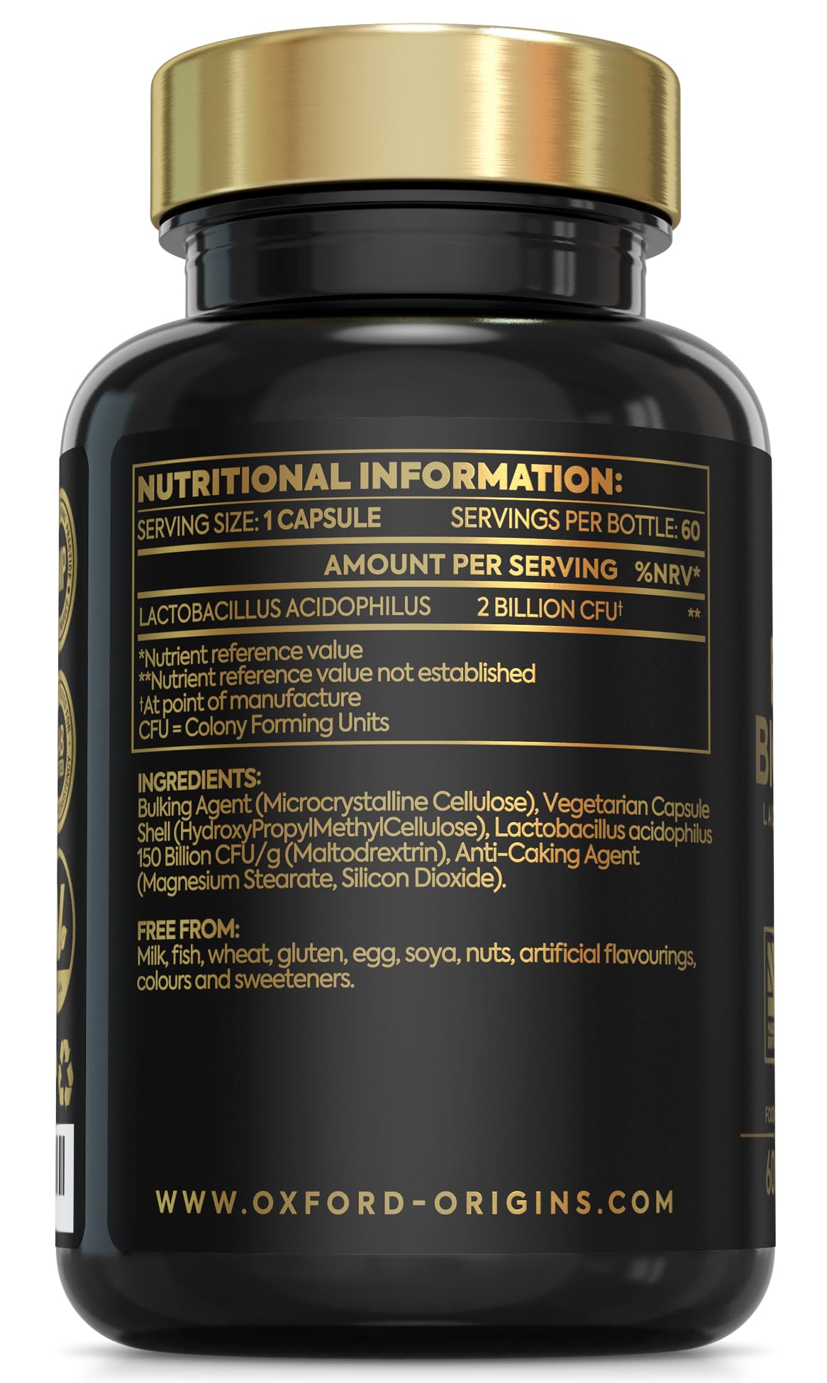 Advanced Probiotics for Gut Health | Expert Formulated Acidophilus Probiotic Gut Health Supplements, Bloating Relief | 60 Specialised Capsules with Bacterial Cultures, 150 Billion CFU/g | Made in UK