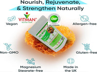 VitMan Nutrition Sea Moss Capsules, 60x Natural Irish Sea Moss Food Supplement, Gluten Free, Sugar Free, GMO Free, Vegan