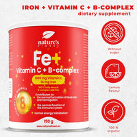 Nature's Finest by Nutrisslim Nature's Finest Fe+ | 14mg of Iron per Serving | 1000mg of Vitamin C per Serving | 100% Daily dose of B-Complex and Iron | No Sugar | Delicious Taste