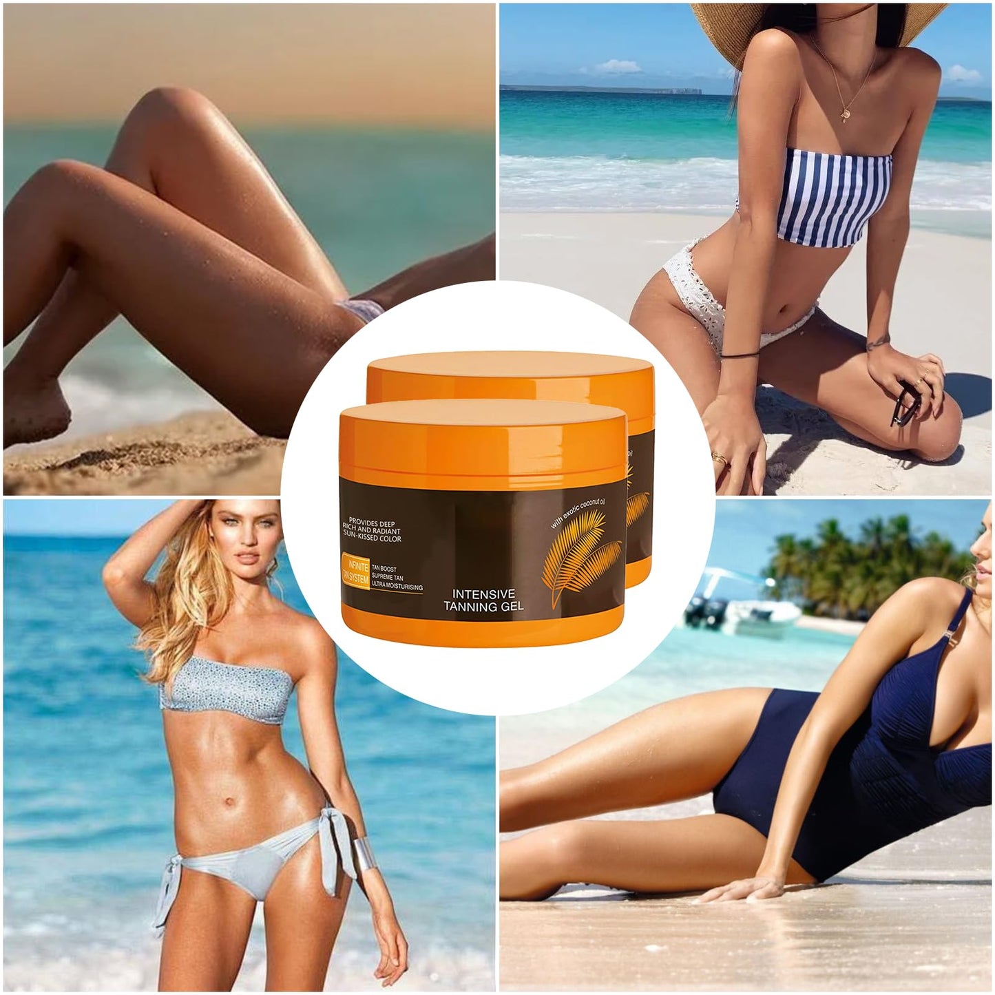 Neyared 2PCS Fast Tanning Bronzing Butter with Coconut Oil and Vitamin E, Intensive Tanning Gel for Sunbeds & Outdoor Sun