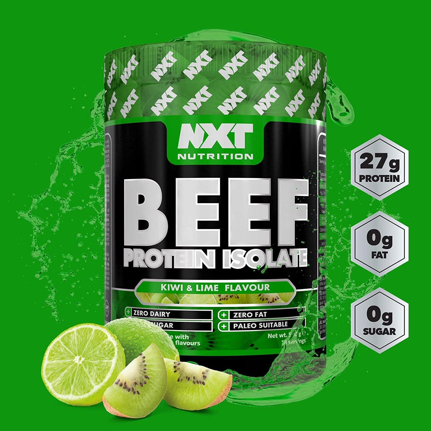 NXT Nutrition NXT Beef Protein Isolate 540g - High Protein Powder in Natural Amino Acids - Paleo, Keto Friendly - Dairy and Gluten Free | 540g (Kiwi & Lime)