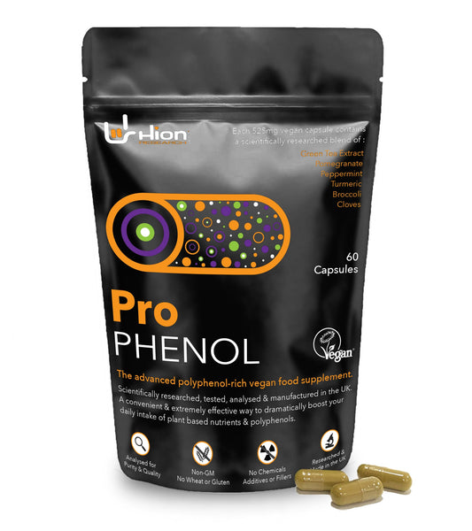 Hion Pro Phenol - 60 Capsules | 1 Month Supply | - The #1 Polyphenol, 100% Vegan Food Supplement