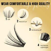 320Pcs Individual-Lashes QUEWEL Cluster-Lashes 40D D Curl MIX9-16mm Individual Lash Extension Lash-Clusters DIY Eyelash Extensions For Home Use (40D 0.07D MIX9-16mm)