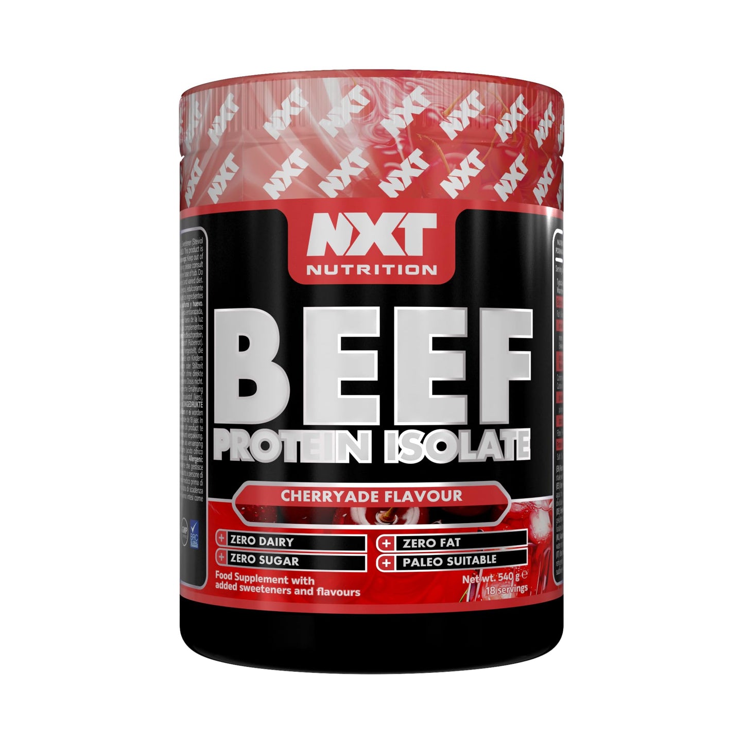 NXT Nutrition NXT Beef Protein Isolate 540g - High Protein Powder in Natural Amino Acids - Paleo, Keto Friendly - Dairy and Gluten Free - 540g - Cherryade