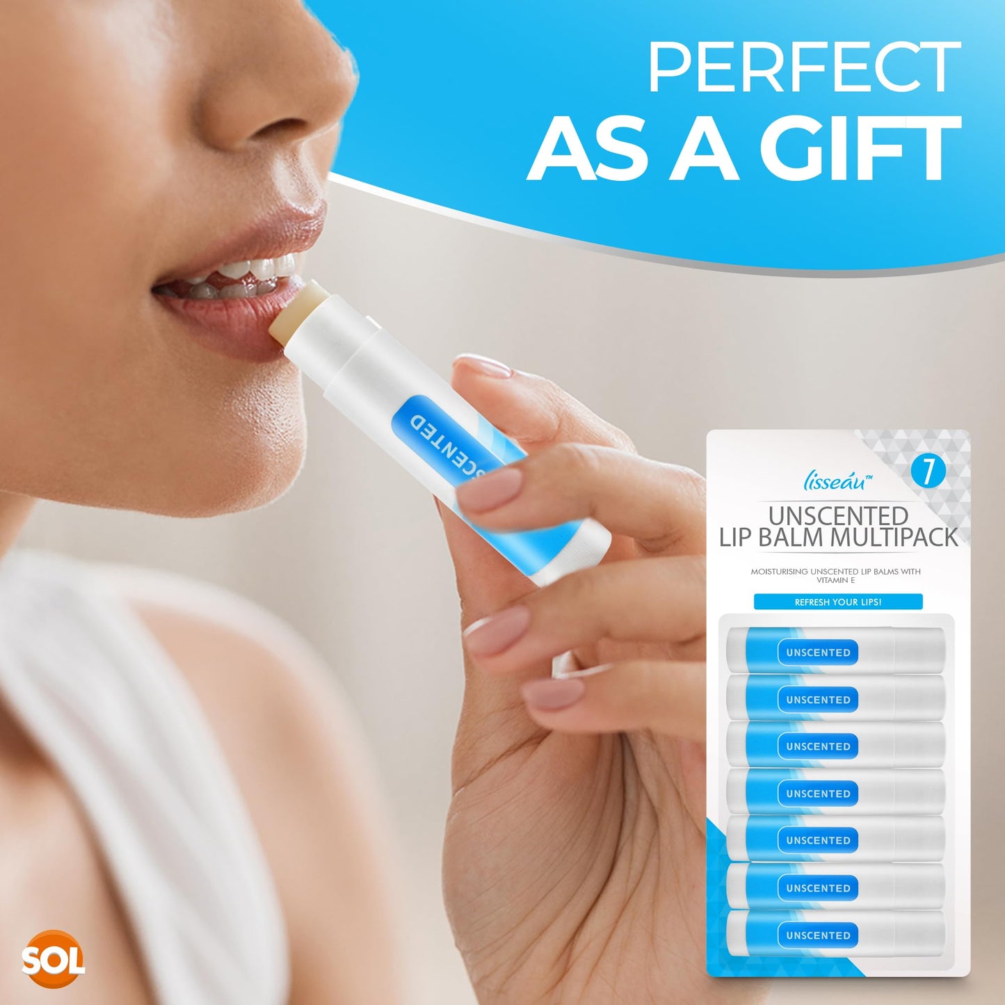 SOL 14pk Lip Balm Multipack - Unscented Lip Balm Stick With Vitamin E