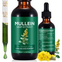 Vortexonix Mullein Drops for Lungs, Mullein Leaf Extract Supplement, Natural Mullein Herbal Supplements, Mullein Leaf Extract for Lung Cleanse and Respiratory Support - 2.02 fl oz
