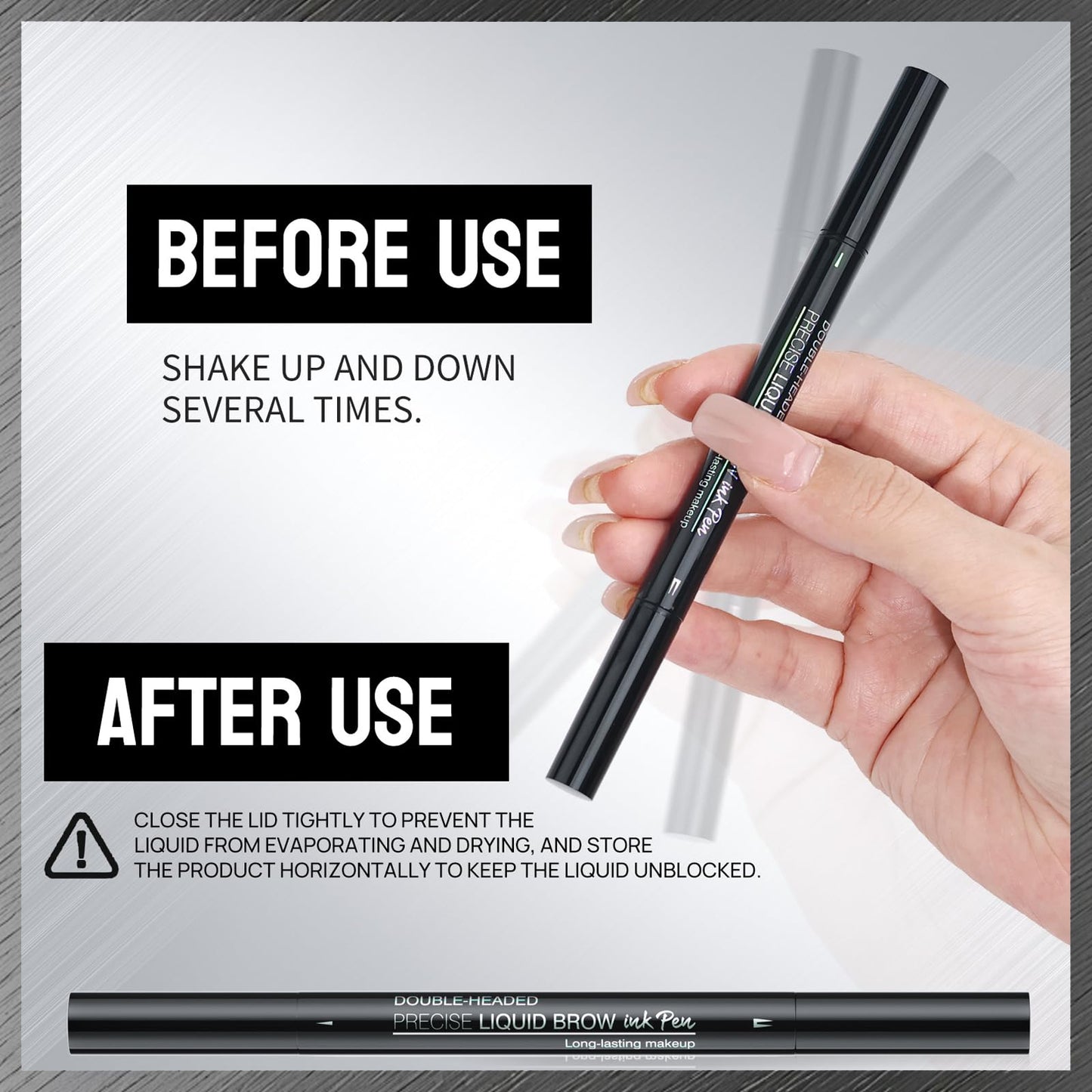 Microblading Eyebrow Pen, 2-in-1 dual-ended long-lasting eyebrow pencil, featuring micro-blade tip and precision brush tip, newly upgraded dual-ended makeup, creates natural eyeliner eyebrows (brown)