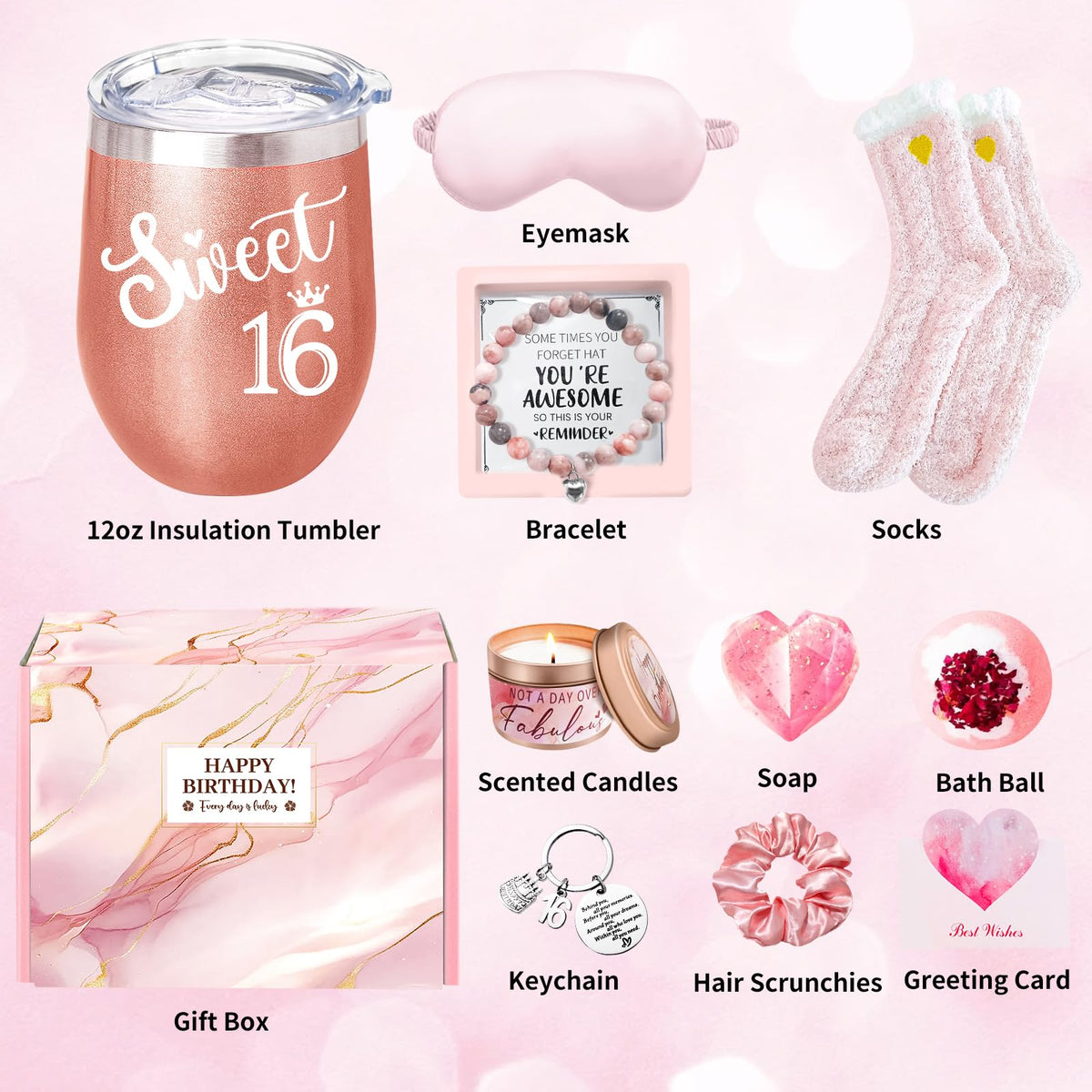 RichMoho 16th Birthday Gifts for Girls 16 Year Old Best Birthday Gift Ideas for Girls Present for Friends Daughter Granddaughter Niece Sister