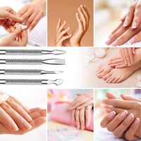 HUPOO Cuticle Pusher and Cutter Set, Dead Skin Nail Cleaner Tools, Professional Stainless Steel Cuticle Remover, Durable Pedicure Manicure Tools for Fingernails and Toenails.4 Pcs/Set