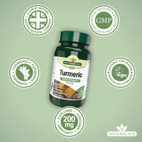 Natures Aid Turmeric 8200 mg, High Potency Extract plus Whole Herb, 200 mg Curcumins, Vegan, 30 Capsules