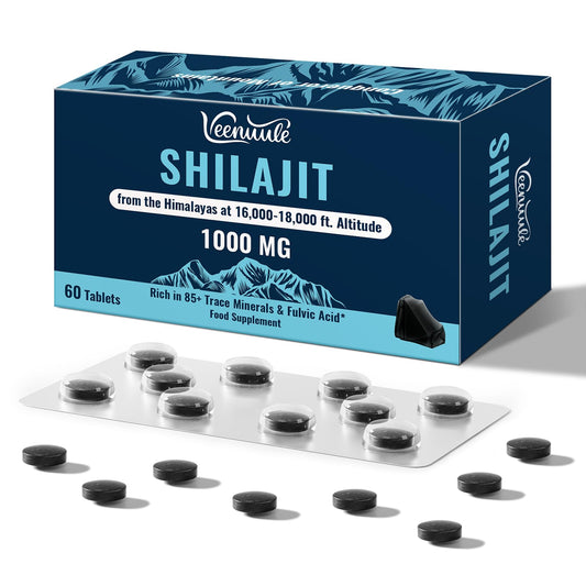 Veenuule 30,000mg Shilajit Tablets, Gold Grade Shilajit Supplement, Rich in Fulvic Acid & 85+ Trace Minerals (60 Count (Pack of 2))