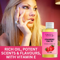 Sacred Remedy StrawberryYoni Oil Potent, Hydrating, Moisturising Lotion Oil. 100% Natural & Vegan. Reduces Friction, Chaffing & Dryness. Balances PH Level & Fresh Scent with Vitamin E (50ml)