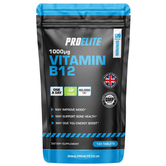 Vitamin B12 120 Tablets High Strength 1000mcg Vegan B12 Supplement | Pure Methylcobalamin | Tiredness and Fatigue Tablets | Immunity Supplements Made in UK by PROELITE