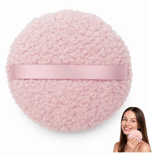 YONEEKSS Large Puff for Body Powder，Oversized Dust Puffs and Container for Women, 6in x 3in Extra Soft Pink Powder Dusting Puffs
