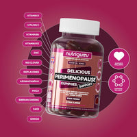 Nutrigums Perimenopause Support Gummies | 60 Vegan Hormonal Balance Supplement Gummies | Red Clover, Ashwagandha, Maca, Ginseng & Vitamins B6, B12, D & C | Energy & Mood Support | Citrus Flavour | by NUTRIGUMS®